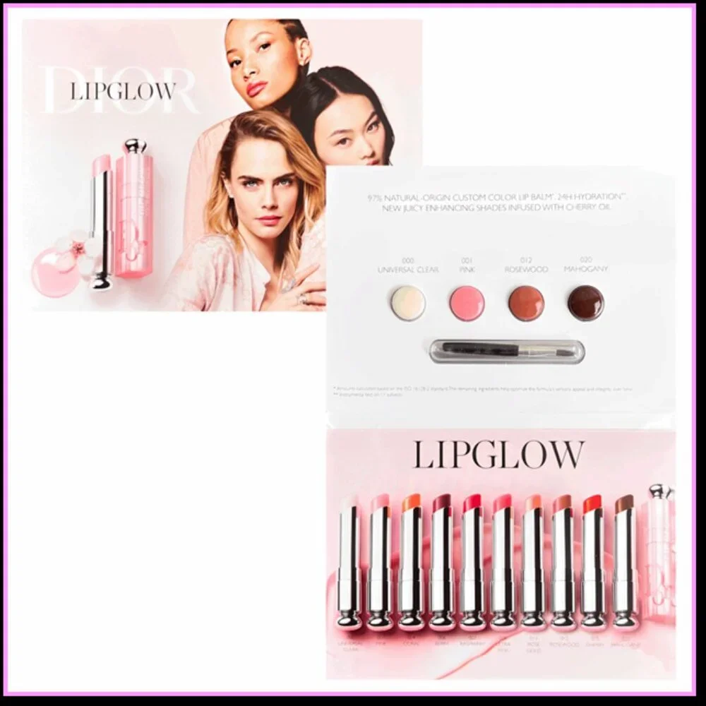 Dior LIPGLOW Lip Balm Luxe Sample & Brush Universal Clear/Rosewood/Mahogany/Pink
